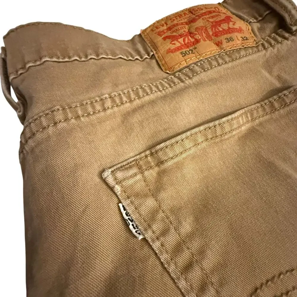 Levi's 502 Regular Taper Fit Men's Brown Cotton Pants 36 x 32